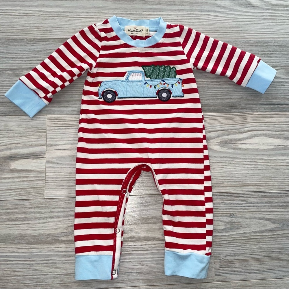 Marie Nicole Baby Christmas Truck One-Piece 0–3M